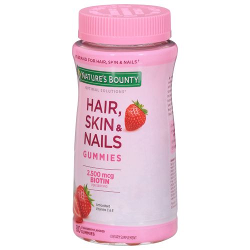 Nature'S Bounty Hair, Skin & Nails With Biotin, Strawberry Gummies Vitamin Supplement