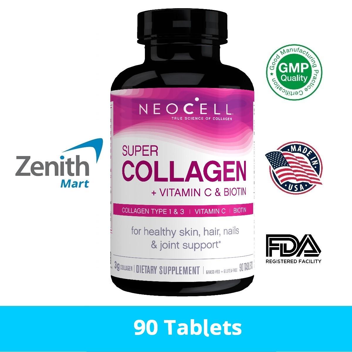 Neocell Super Collagen Peptides + Vitamin C & Biotin  90 Tablets