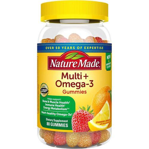 Nature Made Multivitamin + Omega-3 Dietary Supplement Daily Nutritional Support 80 Gummy