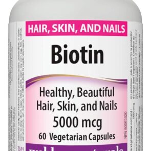 WebberNaturals Naturals Biotin 5000 mcg, 60 Vegetarian Capsules