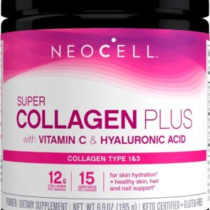 Neocell Super Collagen Powder, Collagen Plus includes Vitamin C & Hyaluronic Acid, Promotes Healthy Hair, Beautiful Skin, & Nail Support, Collagen Type 1 & 3