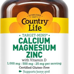 Country Life Target Mins Calcium-Magnesium Zinc with Vitamin D, 1000mg 90 count