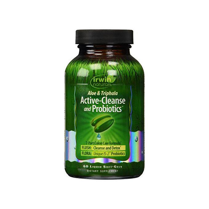 Irwin Naturals Aloe & Triphala Active Cleanse + Probiotics Natural Digestive Support - Gentle, Effective Detox + Elimination 2-Part Colon Care 60ct