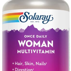 Solaray  Once Daily Woman Multivitamin with Iron, Women’s Multivitamin with Hair, Skin & Nails Blend 90 CAPS