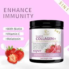 Duozi Super Marine Collagen 5 in 1 Powder Biotin Vitamin C Melatonin Skin Whitening Collagen Powder